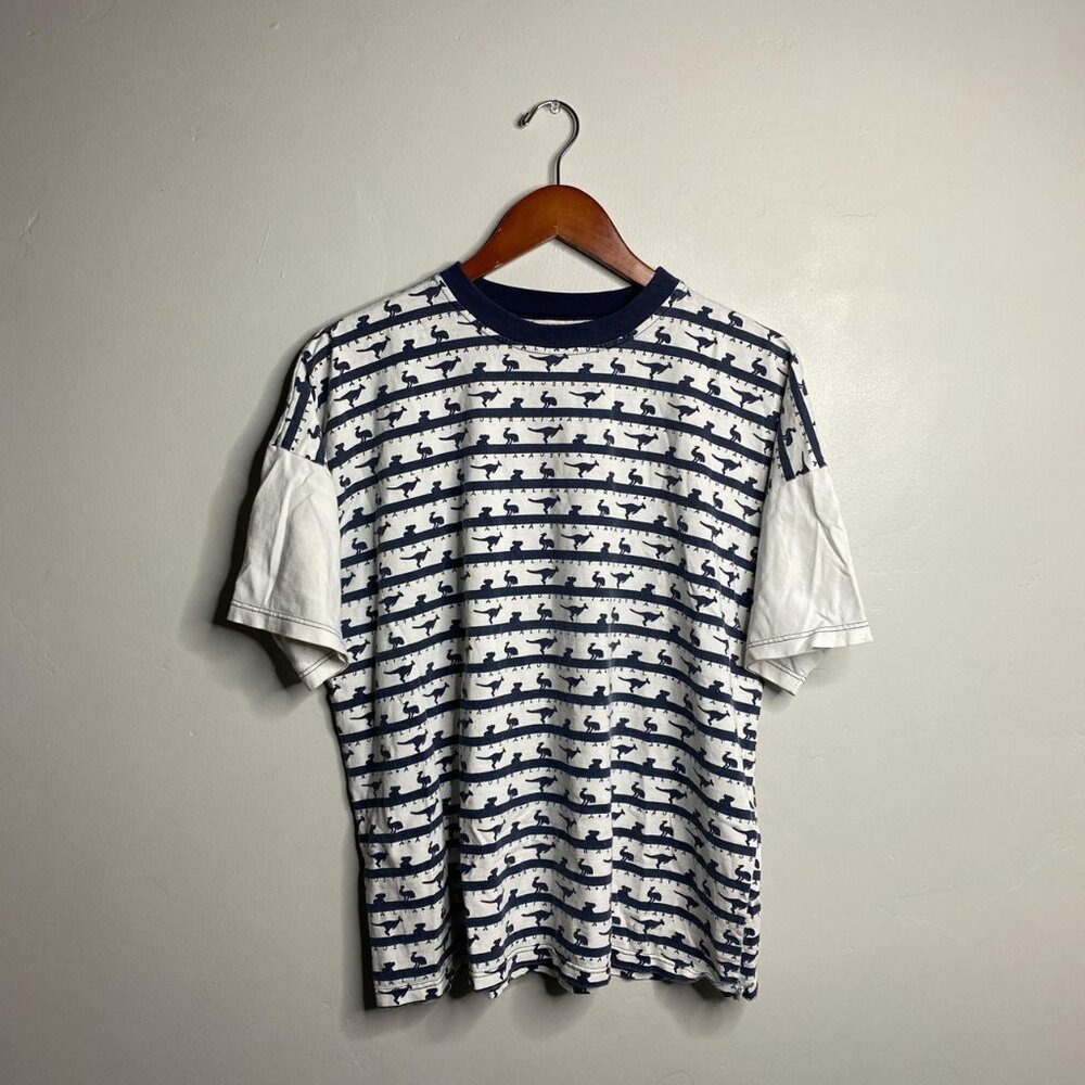 90s vintage white and navy Australia T-shirt couple stain spots size medium